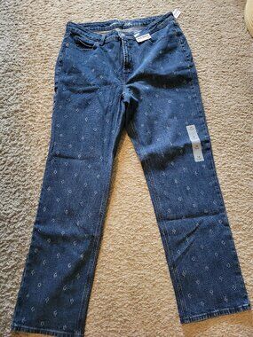 NWT Old Navy Extra High-Waisted Textured Straight Jeans Size 14 Regular